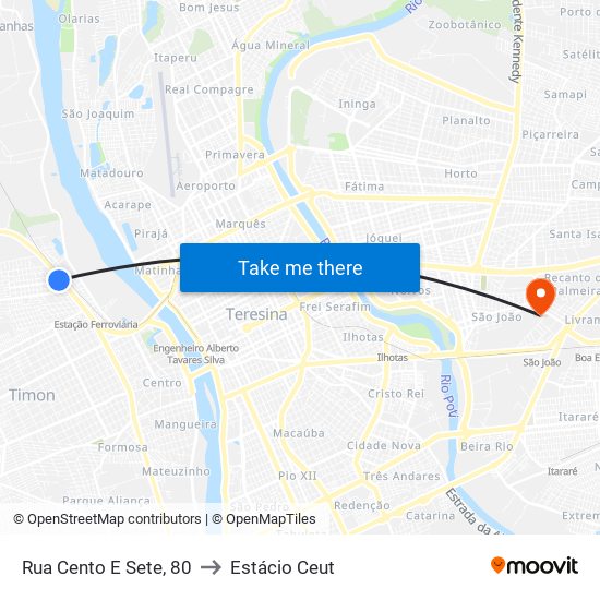 Rua Cento E Sete, 80 to Estácio Ceut map
