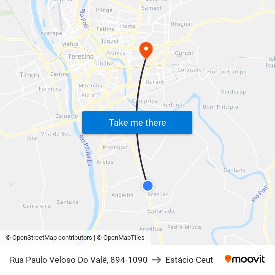Rua Paulo Veloso Do Valê, 894-1090 to Estácio Ceut map