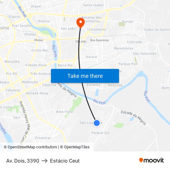 Av. Dois, 3390 to Estácio Ceut map