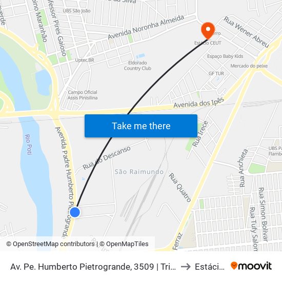 Av. Pe. Humberto Pietrogrande, 3509 | Tribunal De Justiça Do Piauí to Estácio Ceut map