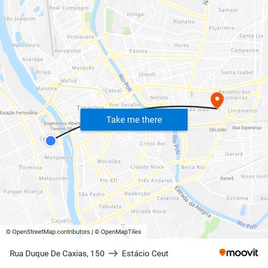 Rua Duque De Caxias, 150 to Estácio Ceut map