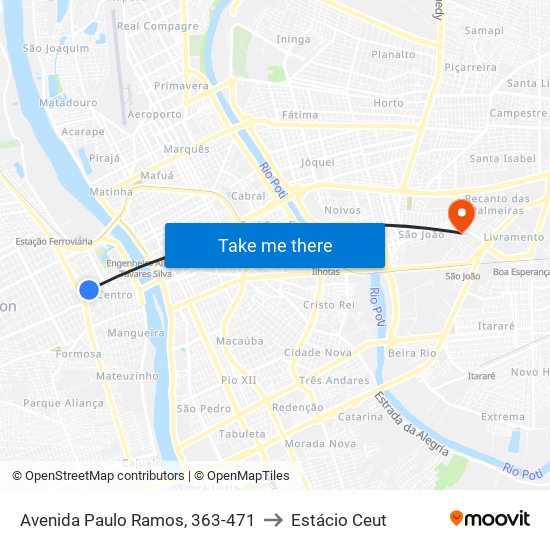 Avenida Paulo Ramos, 363-471 to Estácio Ceut map