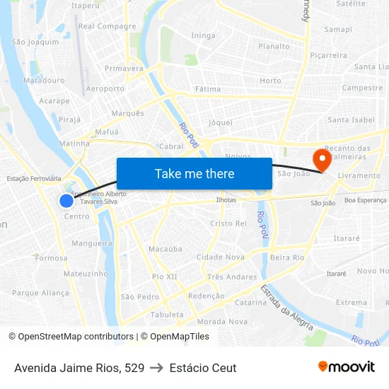 Avenida Jaime Rios, 529 to Estácio Ceut map