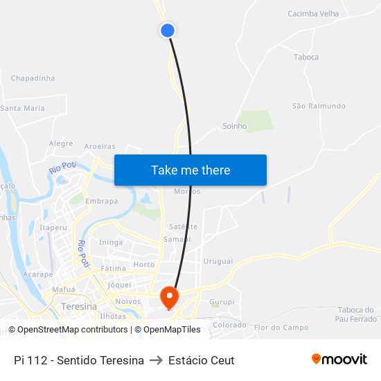 Pi 112 - Sentido Teresina to Estácio Ceut map