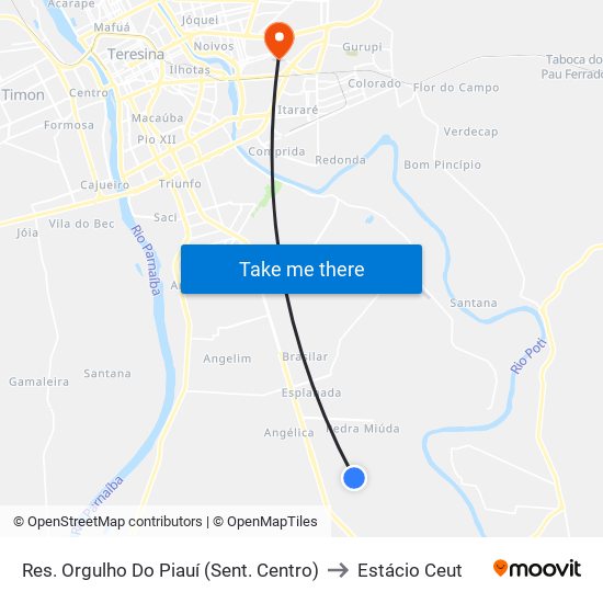Res. Orgulho Do Piauí (Sent. Centro) to Estácio Ceut map