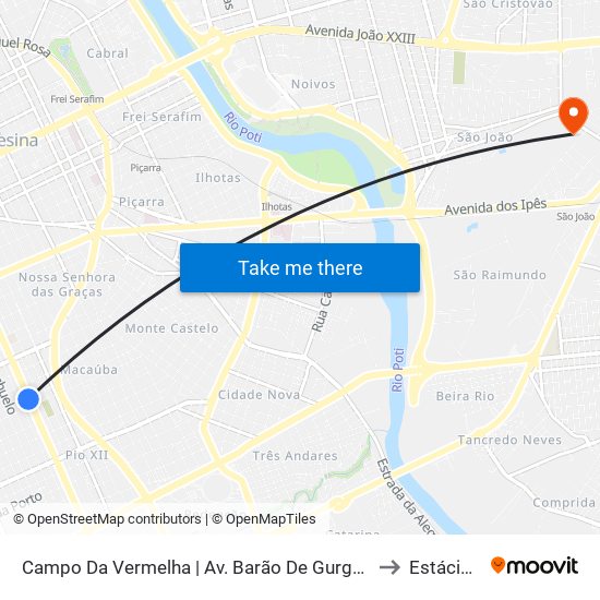 Campo Da Vermelha | Av. Barão De Gurguéia - Sentido Bairro to Estácio Ceut map