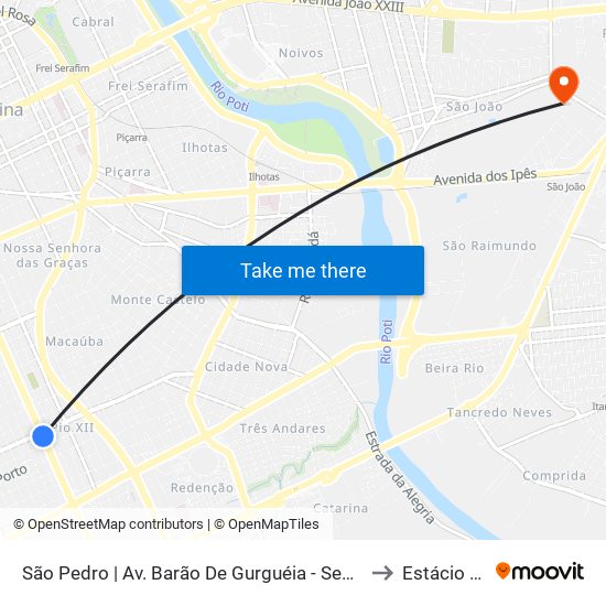 São Pedro | Av. Barão De Gurguéia - Sentido Centro to Estácio Ceut map