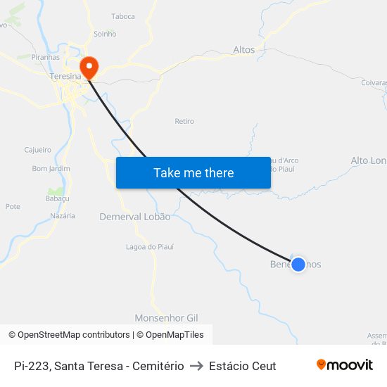 Pi-223, Santa Teresa - Cemitério to Estácio Ceut map