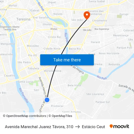 Avenida Marechal Juarez Távora, 310 to Estácio Ceut map