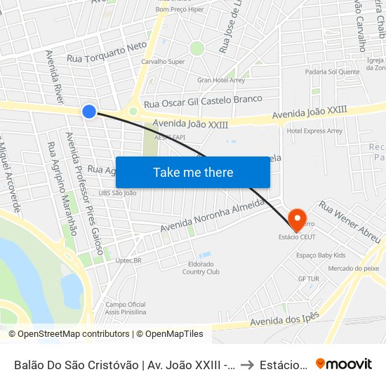 Balão Do São Cristóvão | Av. João XXIII - Sentido Centro to Estácio Ceut map