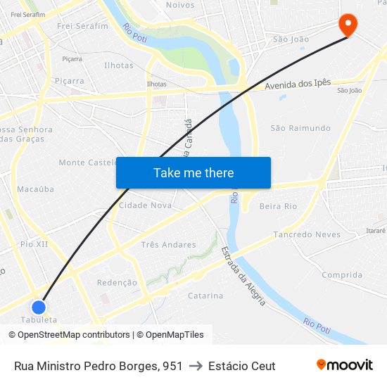 Rua Ministro Pedro Borges, 951 to Estácio Ceut map