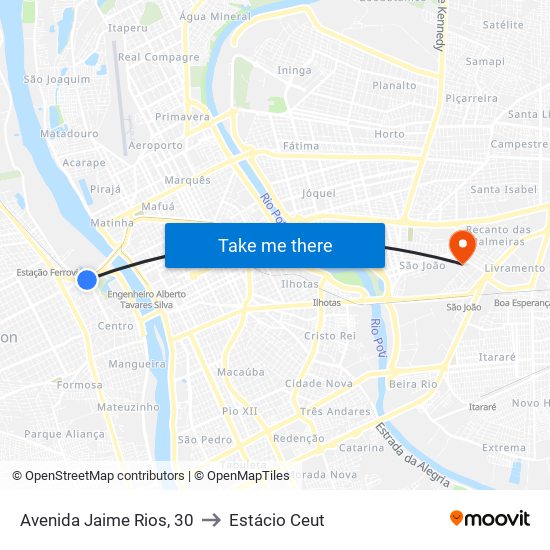 Avenida Jaime Rios, 30 to Estácio Ceut map