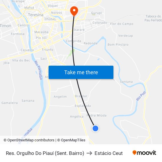 Res. Orgulho Do Piauí (Sent. Bairro) to Estácio Ceut map