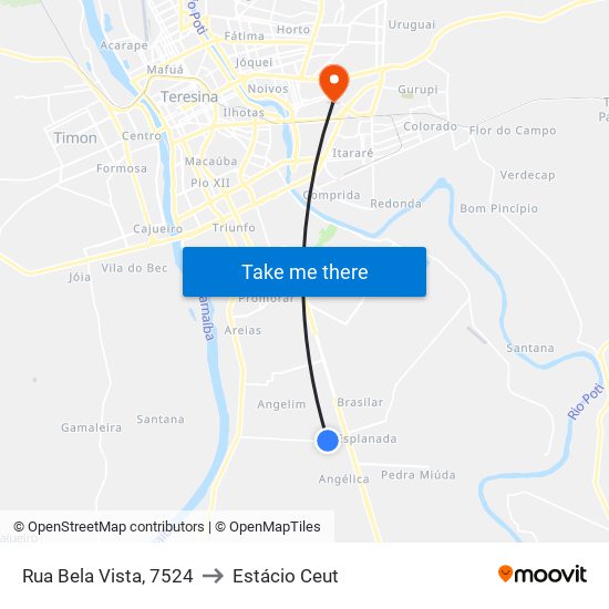 Rua Bela Vista, 7524 to Estácio Ceut map