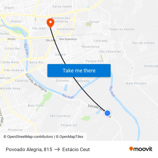 Povoado Alegria, 815 to Estácio Ceut map