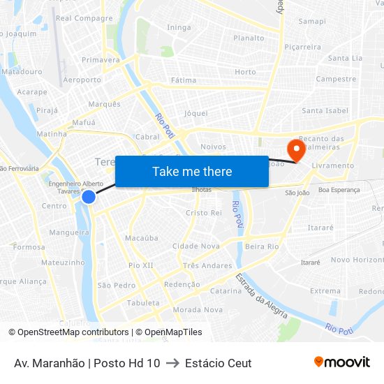 Av. Maranhão | Posto Hd 10 to Estácio Ceut map