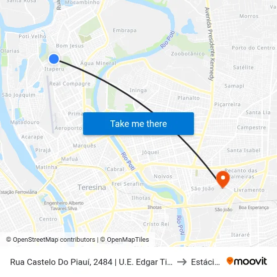 Rua Castelo Do Piauí, 2484 | U.E. Edgar Tito/U.E. Helena Carvalho to Estácio Ceut map