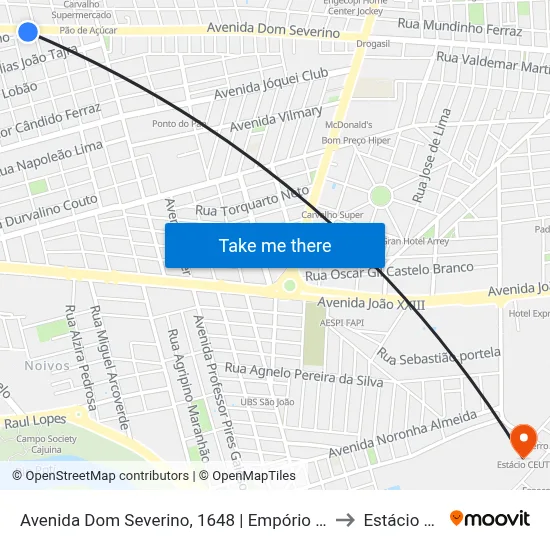 Avenida Dom Severino, 1648 | Empório Portobello to Estácio Ceut map