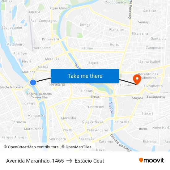 Avenida Maranhão, 1465 to Estácio Ceut map