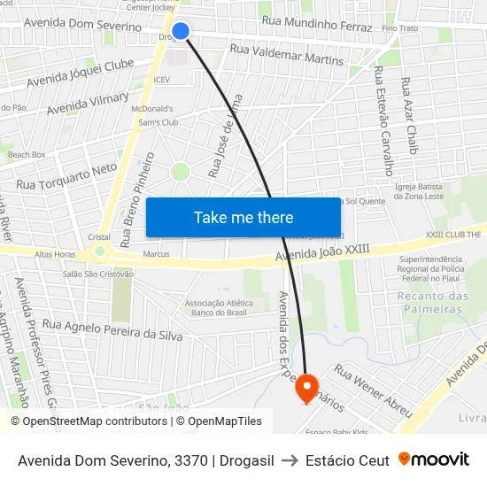 Avenida Dom Severino, 3370 | Drogasil to Estácio Ceut map