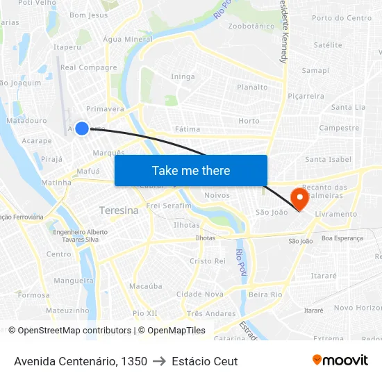 Avenida Centenário, 1350 to Estácio Ceut map