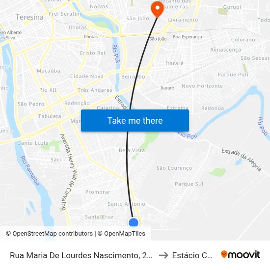 Rua Maria De Lourdes Nascimento, 2947 to Estácio Ceut map