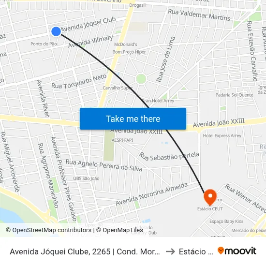 Avenida Jóquei Clube, 2265 | Cond. Morada Dos Orixás to Estácio Ceut map