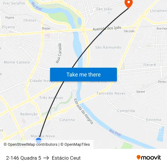 2-146 Quadra 5 to Estácio Ceut map