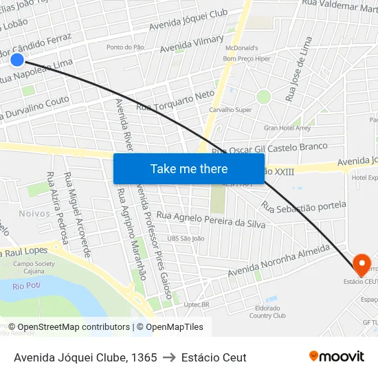Avenida Jóquei Clube, 1365 to Estácio Ceut map