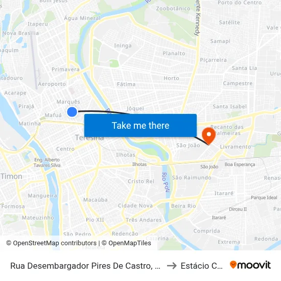 Rua Desembargador Pires De Castro, 1200 to Estácio Ceut map