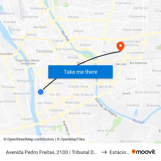 Avenida Pedro Freitas, 2100 | Tribunal De Contas Do Estado to Estácio Ceut map