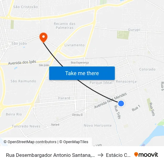 Rua Desembargador Antonio Santana, 3230 to Estácio Ceut map