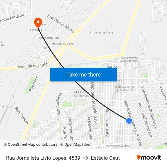 Rua Jornalista Lívio Lopes, 4539 to Estácio Ceut map