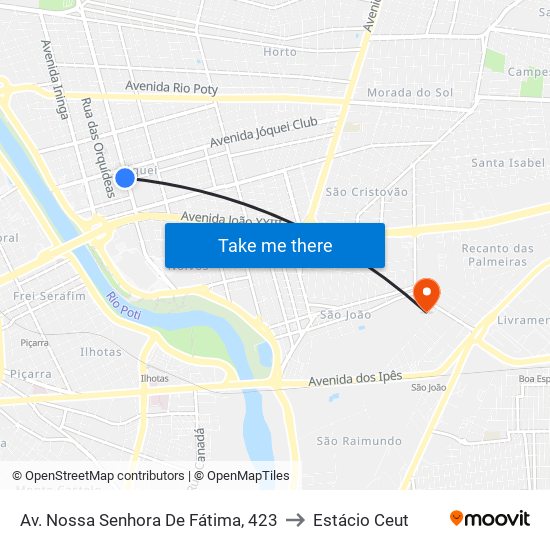 Av. Nossa Senhora De Fátima, 423 to Estácio Ceut map