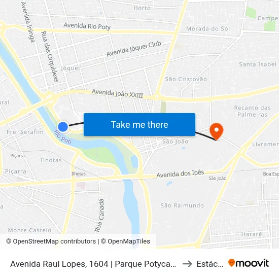 Avenida Raul Lopes, 1604 | Parque Potycabana/Oposto Aoteresina Shopping to Estácio Ceut map