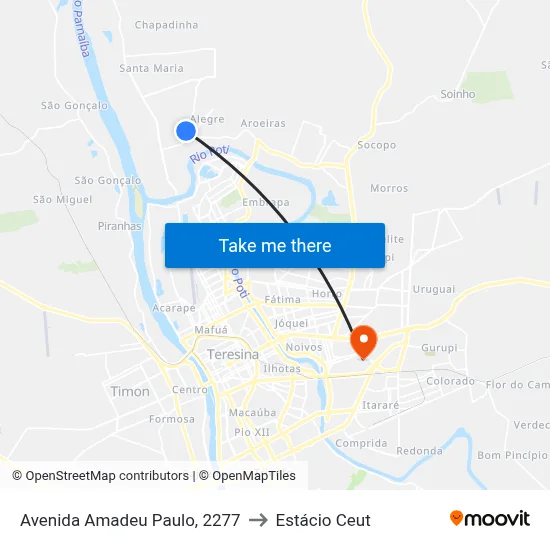 Avenida Amadeu Paulo, 2277 to Estácio Ceut map