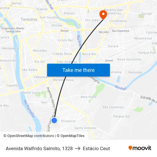 Avenida Walfrido Salmito, 1328 to Estácio Ceut map