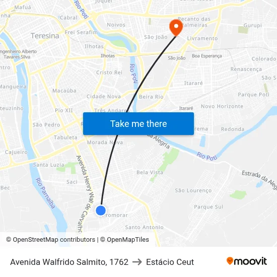 Avenida Walfrido Salmito, 1762 to Estácio Ceut map