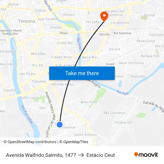 Avenida Walfrido Salmito, 1477 to Estácio Ceut map