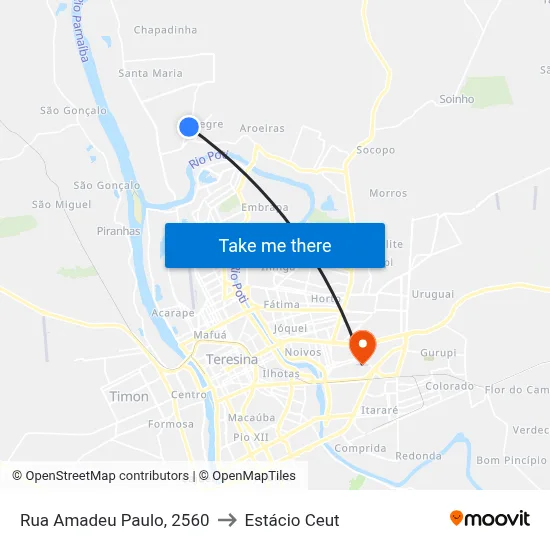 Rua Amadeu Paulo, 2560 to Estácio Ceut map