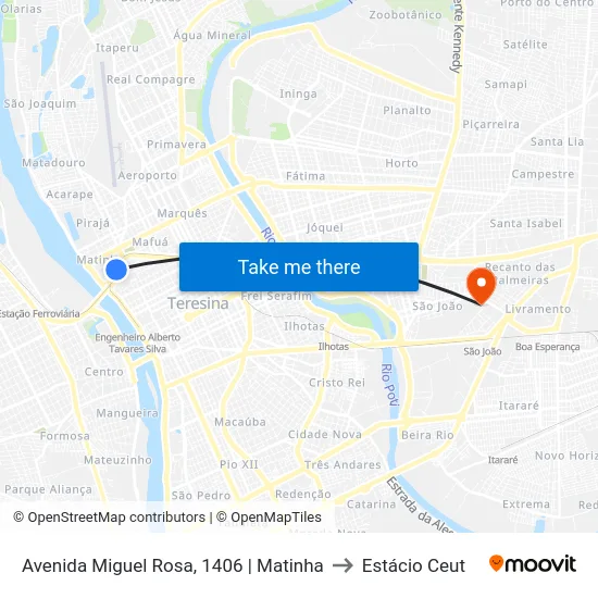 Avenida Miguel Rosa, 1406 | Matinha to Estácio Ceut map