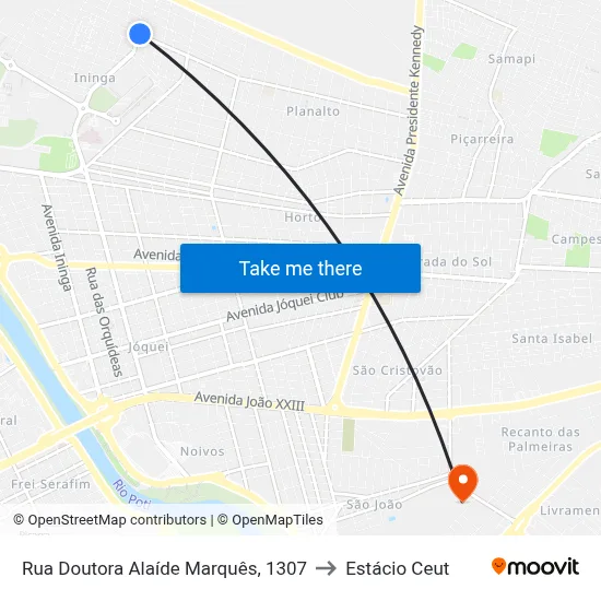 Rua Doutora Alaíde Marquês, 1307 to Estácio Ceut map