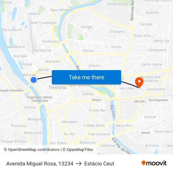 Avenida Miguel Rosa, 13234 to Estácio Ceut map
