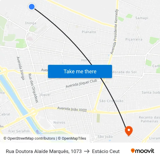 Rua Doutora Alaíde Marquês, 1073 to Estácio Ceut map