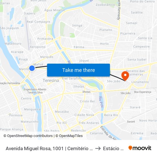 Avenida Miguel Rosa, 1001 | Cemitério São José to Estácio Ceut map