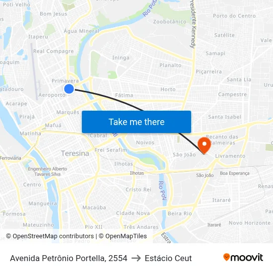 Avenida Petrônio Portella, 2554 to Estácio Ceut map