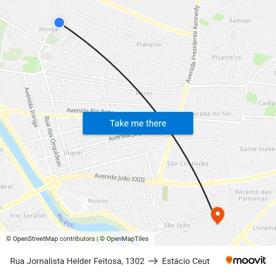 Rua Jornalista Helder Feitosa, 1302 to Estácio Ceut map