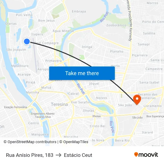 Rua Anísio Pires, 183 to Estácio Ceut map