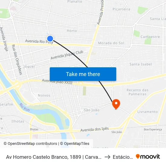 Av Homero Castelo Branco, 1889 | Carvalho Supermercado to Estácio Ceut map