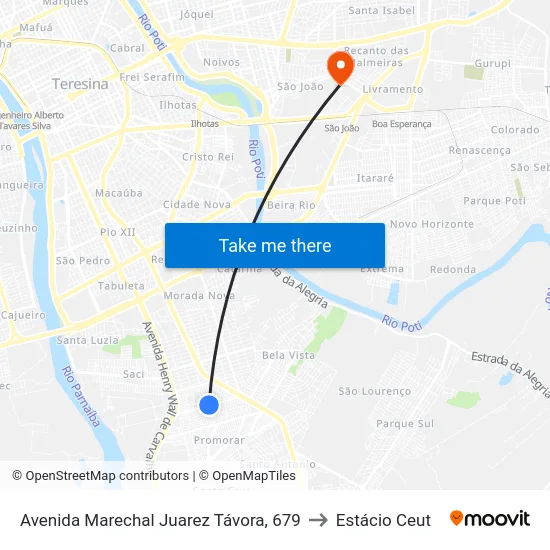 Avenida Marechal Juarez Távora, 679 to Estácio Ceut map